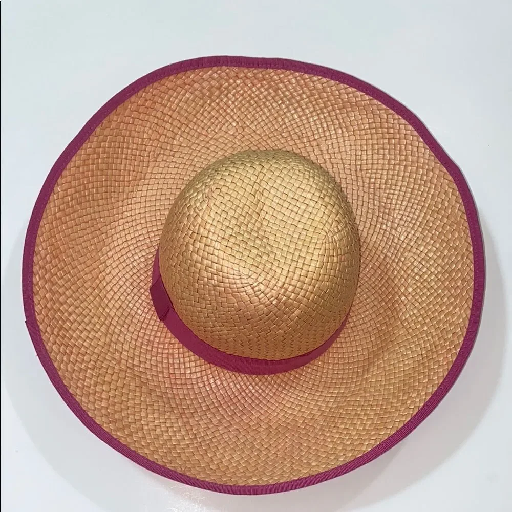 Chic Tan and Pink Wide-Brimmed Hat - Picture 4 of 16